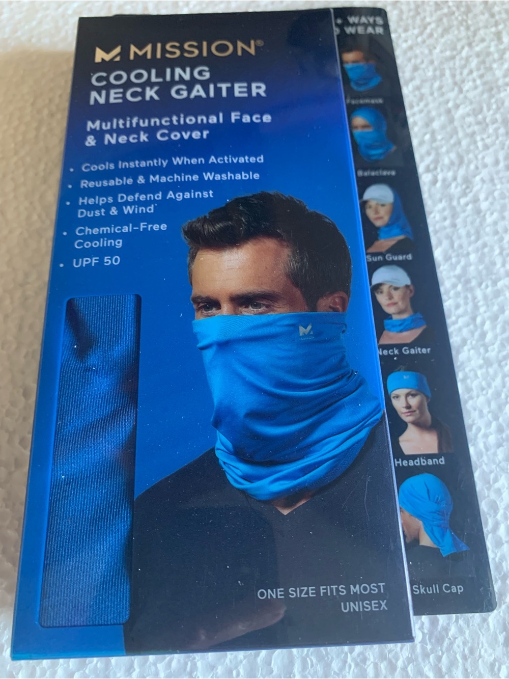 MISSION Blue Cooling Neck Gaiter UPF 50 Unisex